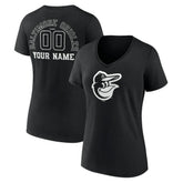 Black Baltimore Orioles Women's Monochrome Personalized Name & Number V-Neck T-Shirt