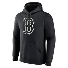 Black Boston Red Sox Monochrome Personalized Name & Number Pullover Hoodie