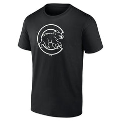 Black Chicago Cubs Monochrome Personalized Name & Number T-Shirt