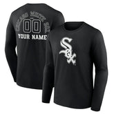 Black Chicago White Sox Monochrome Personalized Name & Number Long Sleeve T-Shirt