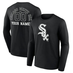 Black Chicago White Sox Monochrome Personalized Name & Number Long Sleeve T-Shirt