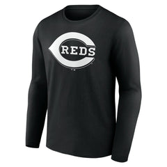 Black Cincinnati Reds Monochrome Personalized Name & Number Long Sleeve T-Shirt