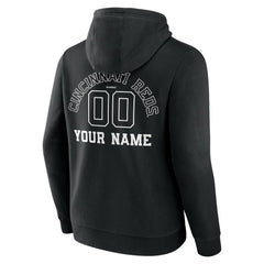Black Cincinnati Reds Monochrome Personalized Name & Number Pullover Hoodie