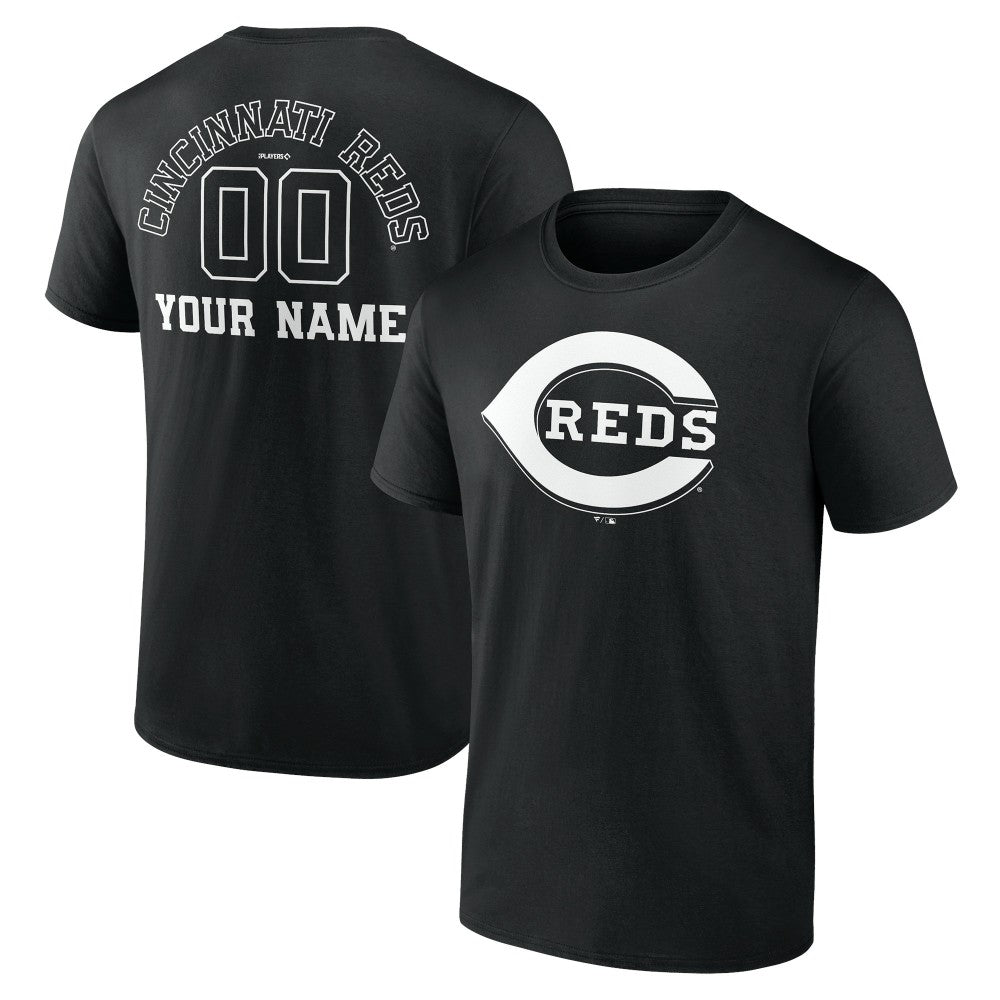 Black Cincinnati Reds Monochrome Personalized Name & Number T-Shirt