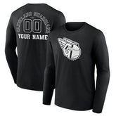 Black Cleveland Guardians Monochrome Personalized Name & Number Long Sleeve T-Shirt