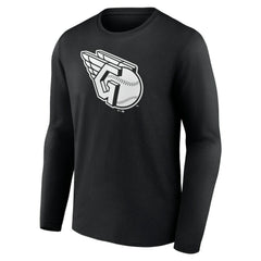 Black Cleveland Guardians Monochrome Personalized Name & Number Long Sleeve T-Shirt