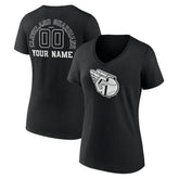 Black Cleveland Guardians Women's Monochrome Personalized Name & Number V-Neck T-Shirt