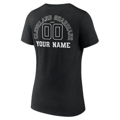Black Cleveland Guardians Women's Monochrome Personalized Name & Number V-Neck T-Shirt