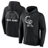 Black Colorado Rockies Monochrome Personalized Name & Number Pullover Hoodie