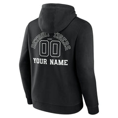 Black Detroit Tigers Monochrome Personalized Name & Number Pullover Hoodie