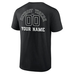 Black Detroit Tigers Monochrome Personalized Name & Number T-Shirt