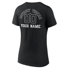 Black Detroit Tigers Women's Monochrome Personalized Name & Number V-Neck T-Shirt