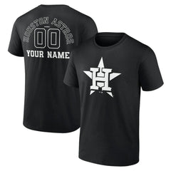 Black Houston Astros Monochrome Personalized Name & Number T-Shirt