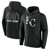 Black Kansas City Royals Monochrome Personalized Name & Number Pullover Hoodie