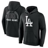 Black Los Angeles Dodgers Monochrome Personalized Name & Number Pullover Hoodie
