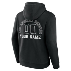 Black Los Angeles Dodgers Monochrome Personalized Name & Number Pullover Hoodie