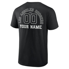 Black Los Angeles Dodgers Monochrome Personalized Name & Number T-Shirt
