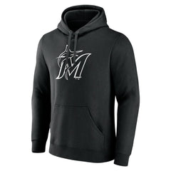 Black Miami Marlins Monochrome Personalized Name & Number Pullover Hoodie