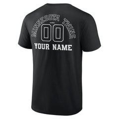 Black Minnesota Twins Monochrome Personalized Name & Number T-Shirt