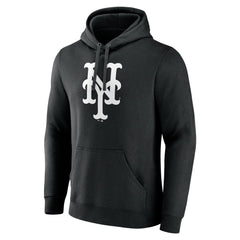 Black New York Mets Monochrome Personalized Name & Number Pullover Hoodie
