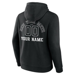 Black New York Mets Monochrome Personalized Name & Number Pullover Hoodie