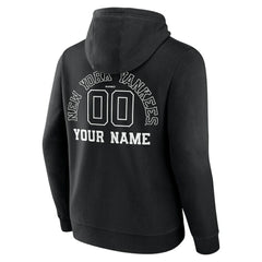 Black New York Yankees Monochrome Personalized Name & Number Pullover Hoodie
