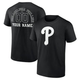 Black Philadelphia Phillies Monochrome Personalized Name & Number T-Shirt