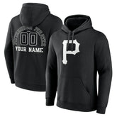 Black Pittsburgh Pirates Monochrome Personalized Name & Number Pullover Hoodie