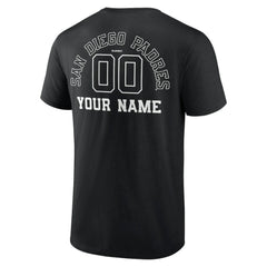 Black San Diego Padres Monochrome Personalized Name & Number T-Shirt