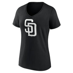 Black San Diego Padres Women's Monochrome Personalized Name & Number V-Neck T-Shirt