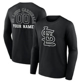 Black St. Louis Cardinals Monochrome Personalized Name & Number Long Sleeve T-Shirt