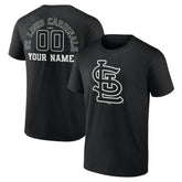 Black St. Louis Cardinals Monochrome Personalized Name & Number T-Shirt