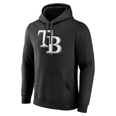 Black Tampa Bay Rays Monochrome Personalized Name & Number Pullover Hoodie
