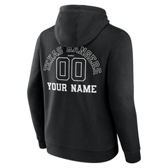 Black Texas Rangers Monochrome Personalized Name & Number Pullover Hoodie