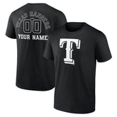 Black Texas Rangers Monochrome Personalized Name & Number T-Shirt