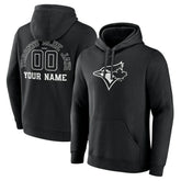 Black Toronto Blue Jays Monochrome Personalized Name & Number Pullover Hoodie