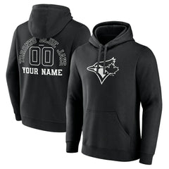 Black Toronto Blue Jays Monochrome Personalized Name & Number Pullover Hoodie