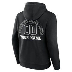 Black Toronto Blue Jays Monochrome Personalized Name & Number Pullover Hoodie