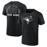Black Toronto Blue Jays Monochrome Personalized Name & Number T-Shirt