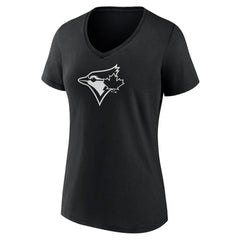 Black Toronto Blue Jays Women's Monochrome Personalized Name & Number V-Neck T-Shirt
