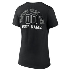 Black Toronto Blue Jays Women's Monochrome Personalized Name & Number V-Neck T-Shirt
