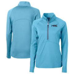 Powder Blue Milwaukee Brewers Cutter & Buck Women's City Connect Adapt Eco Knit Recycled Half-Zip Pullover Top