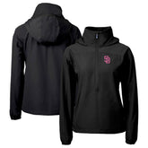 Black San Diego Padres Cutter & Buck Women's City Connect Charter Eco Recycled Half-Zip Anorak Jacket