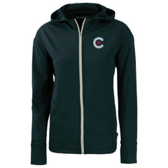 Navy Chicago Cubs Cutter & Buck Women's City Connect Daybreak Eco Recycled Full-Zip Hoodie