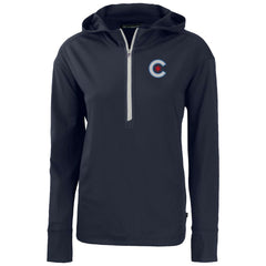 Navy Chicago Cubs Cutter & Buck Women's City Connect Daybreak Eco Recycled Half-Zip Hoodie
