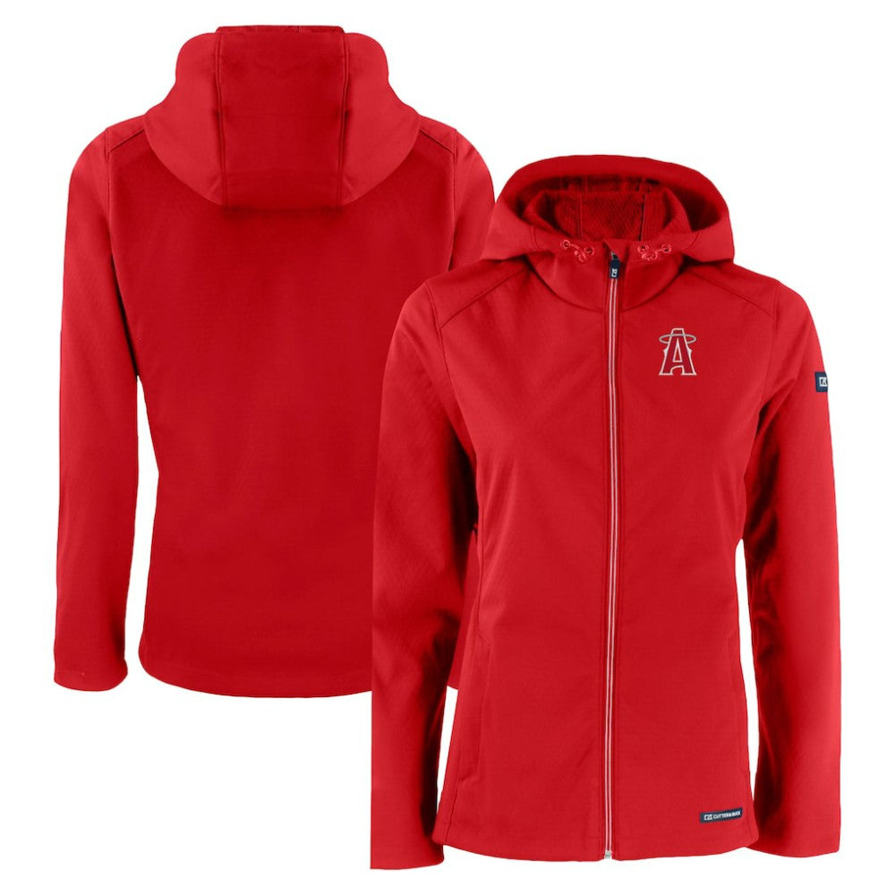 Red Los Angeles Angels Cutter & Buck Women's City Connect Evoke Eco Softshell Recycled Full-Zip Hoodie Jacket