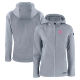 Gray San Diego Padres Cutter & Buck Women's City Connect Evoke Eco Softshell Recycled Full-Zip Hoodie Jacket