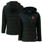 Black San Diego Padres Cutter & Buck Women's City Connect Evoke Hybrid Eco Softshell Recycled Full-Zip Hoodie Jacket