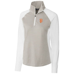 White San Francisco Giants Cutter & Buck Women's City Connect Forge Tonal Stripe Stretch Half-Zip Pullover Top
