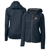 Heather Navy Houston Astros Cutter & Buck Women's City Connect Mainsail Full-Zip Hooded Jacket